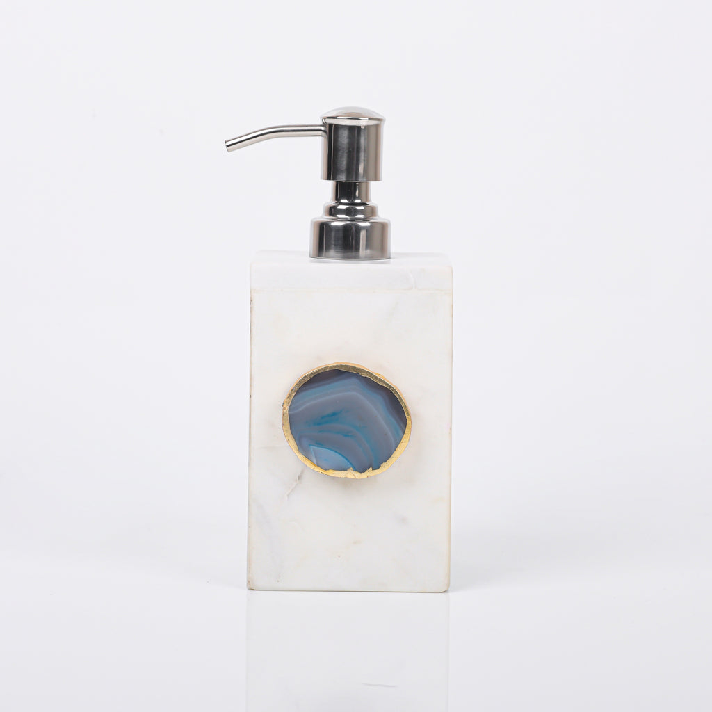 White Marble with Blue Agate Soap Dispenser