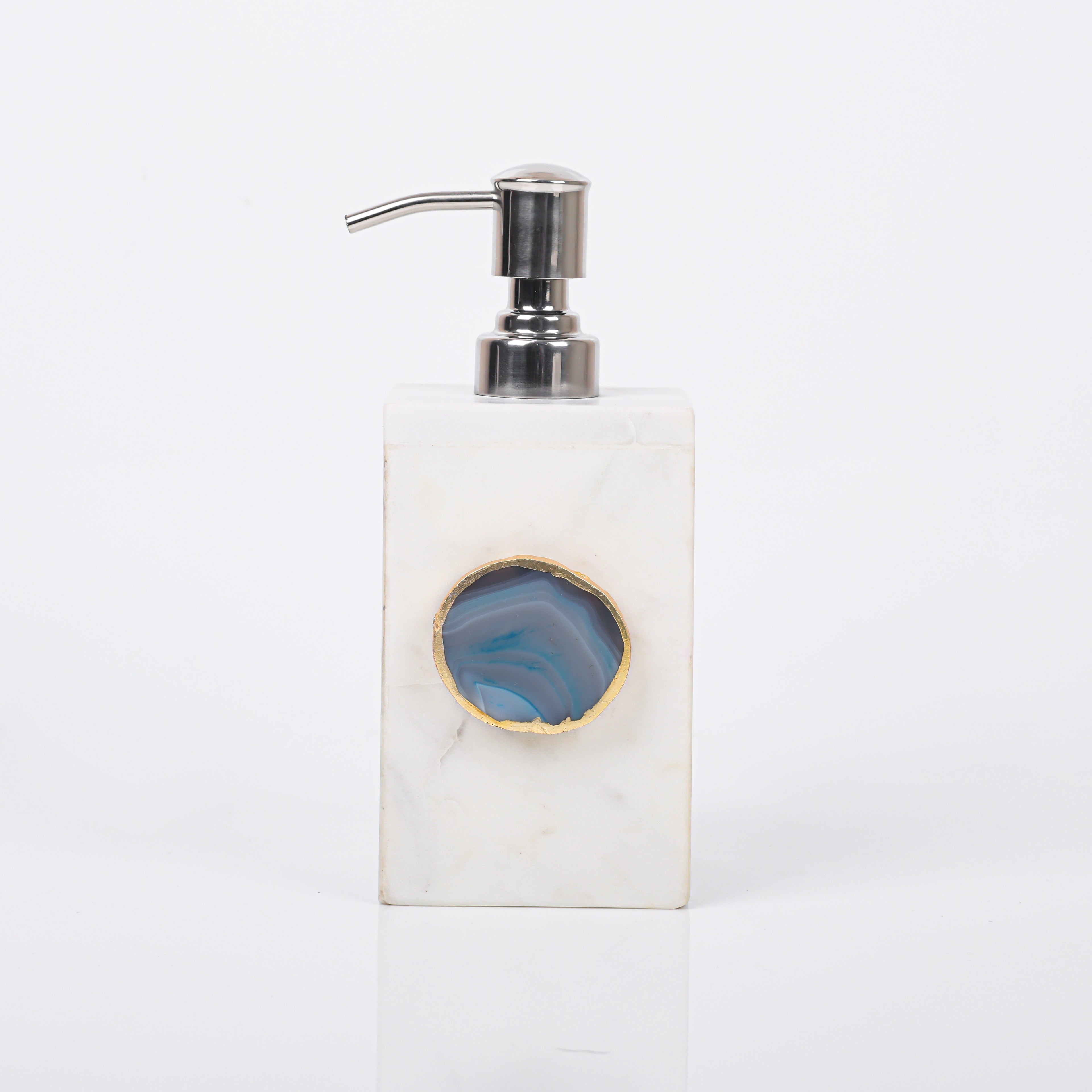White Marble with Agate Soap Dispenser-Turquoise