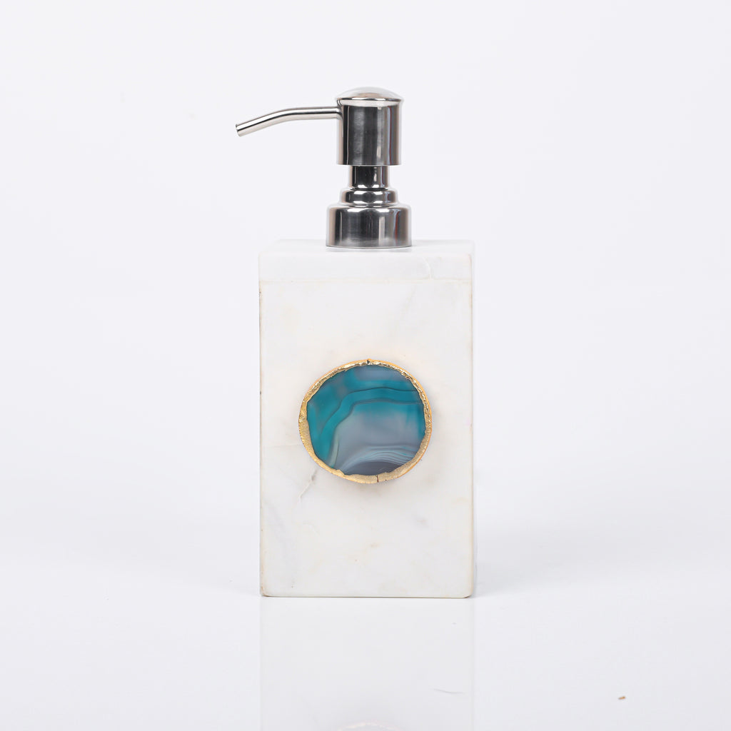 White Marble with Green Agate Soap Dispenser
