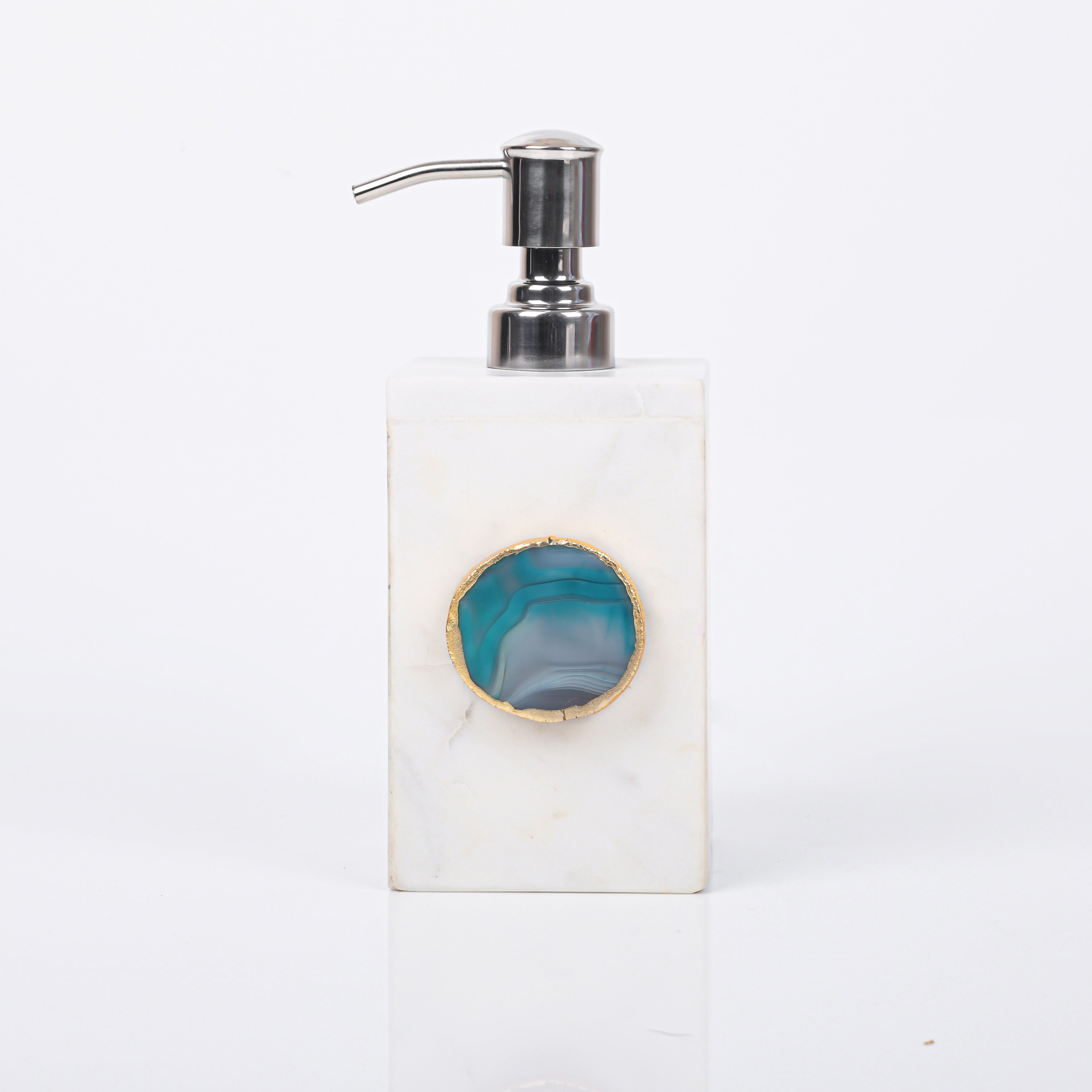 White Marble with Green Agate Soap Dispenser