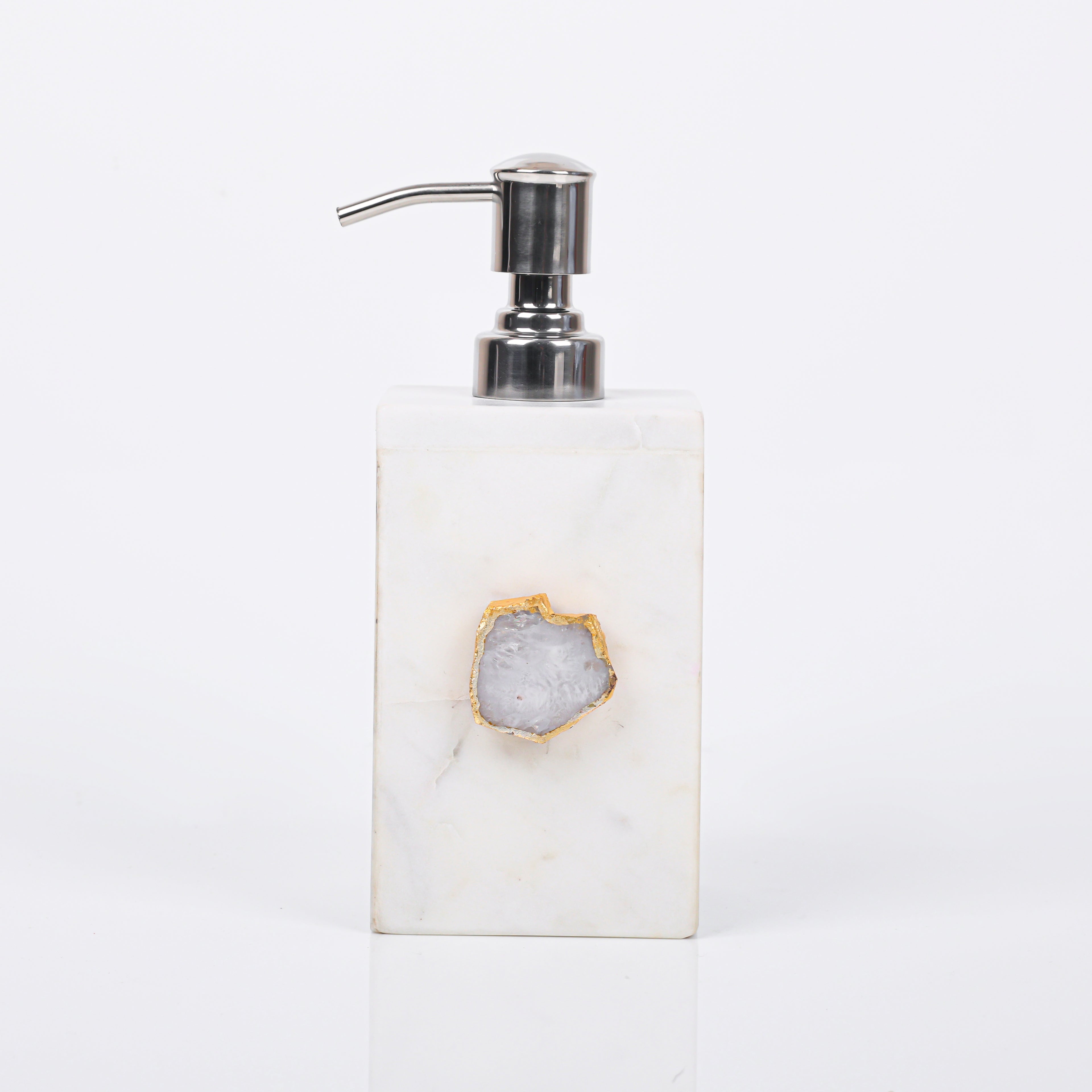 White Marble with White Agate Soap Dispenser