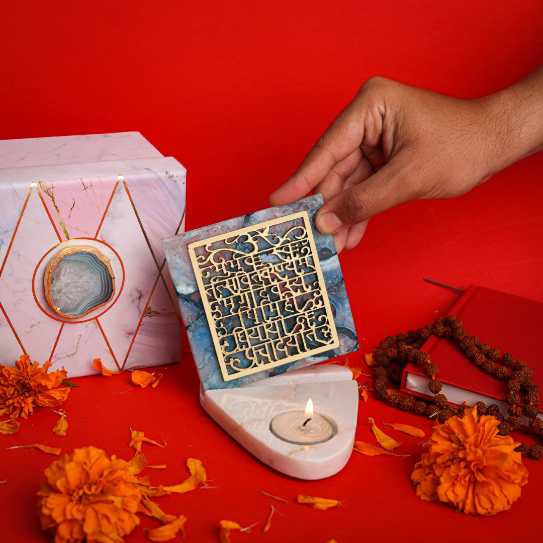 Agate Gaytri Mantra TeaLight Holder