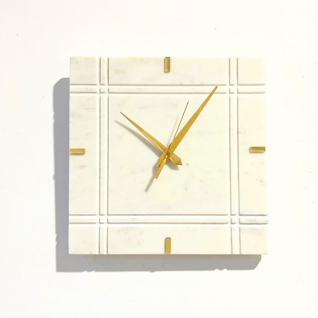 White Marble Hexagon Wall Clock