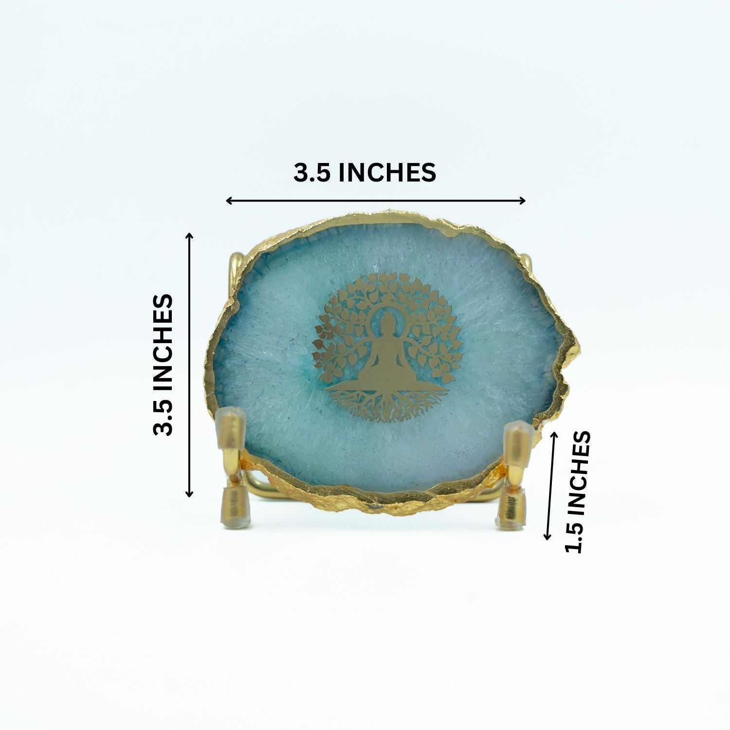 Budha Tree Green Agate Metal Showpeice