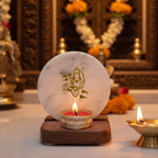 Tea Light Holder Marble with Wood with figurine