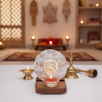 Jai Shree Ram Tea Light Holder Mother of Pearl with Wood Festive
