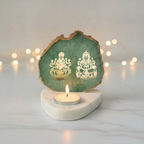 Laxmi Ganesha Agate with Marble Base Back Side Tealight