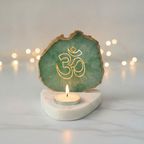 OM Agate with Marble Base Front Side Tealight