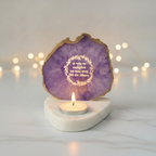 Gayatri Mantra Agate with Marble Base Back Side Tealight-Green
