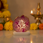 Ganesha Agate with Marble Base Front Side Tealight