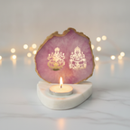 Laxmi Ganesha Agate with Marble Base Back Side Tealight