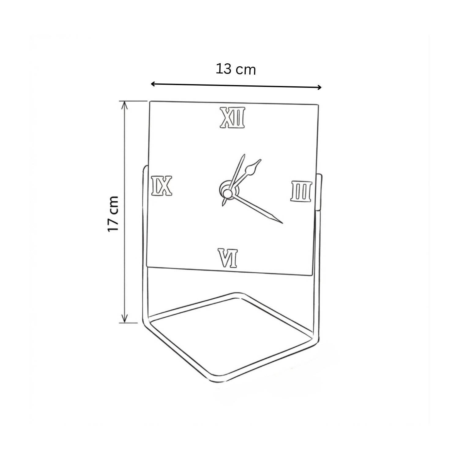Marble Square Desktop Clock With Metal Stand