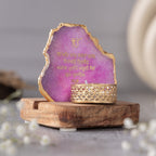 Ik Onkar Mantra Pink Agate Tealight Wooden