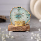 Ik Onkar Mantra Green Agate Metal Showpeice