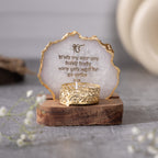 Ik Onkar Mantra White Agate Tealight Wooden