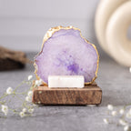 Ik Onkar Mantra Purple Agate Tealight Wooden