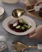 Marble salad server gold