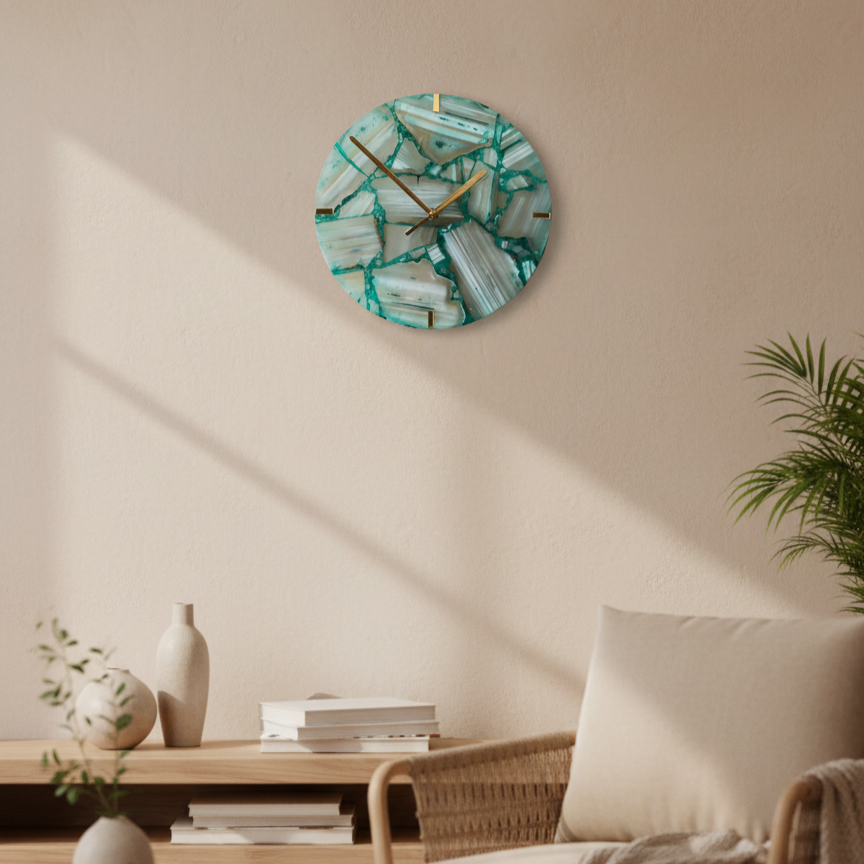 Agate Round Wall Clock - Green