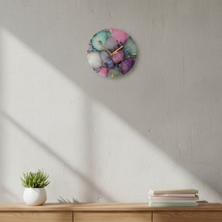 Agate Round Wall Clock - Multicolor