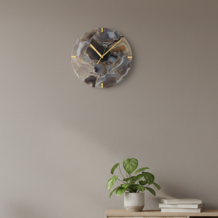 Agate Round Wall Clock - Natural