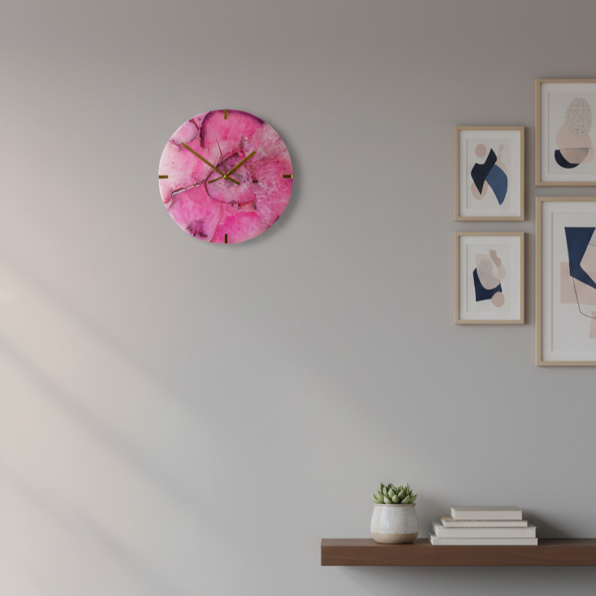 Agate Round Wall Clock - Pink