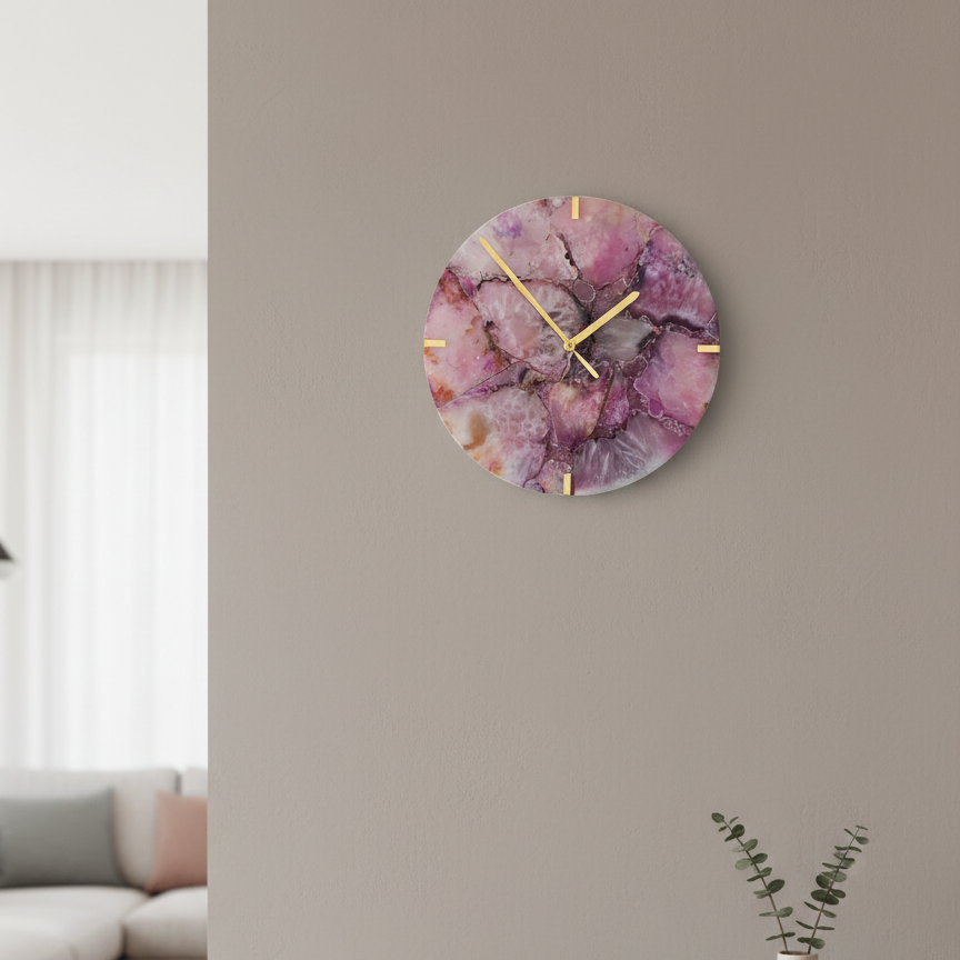 Agate Round Wall Clock - Purple