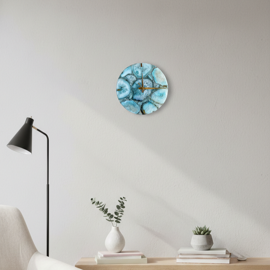 Agate Round Wall Clock - Turquoise
