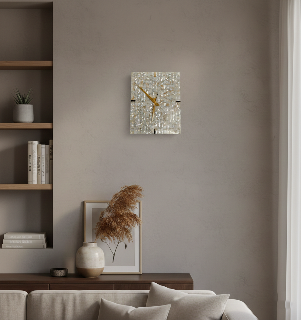 Mother of Pearl Rectangle Wall Clock