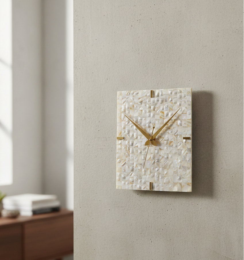 Mother of Pearl Rectangle Wall Clock