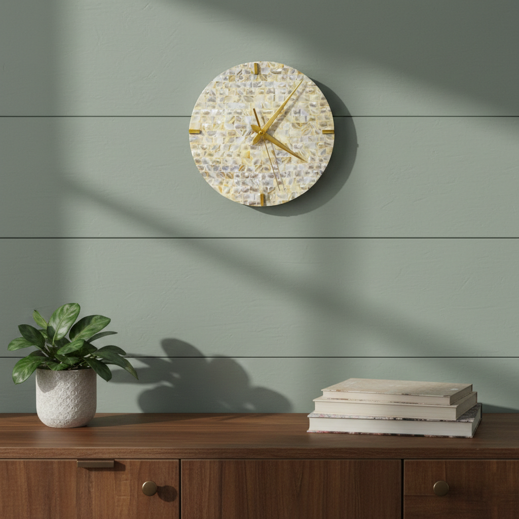 Mother of Pearl Round Wall Clock