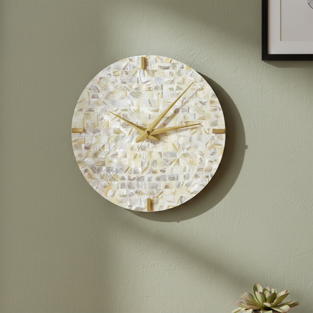 Mother of Pearl Round Wall Clock