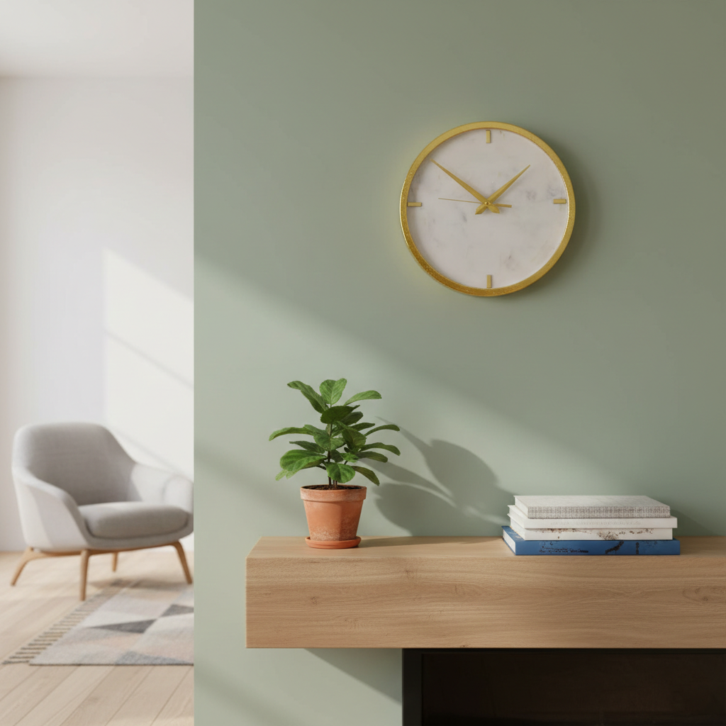 White Marble Round Wall Clock