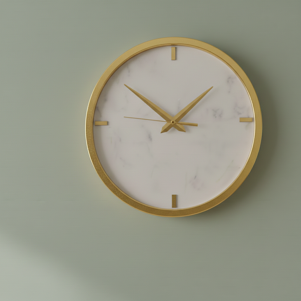 White Marble Round Wall Clock