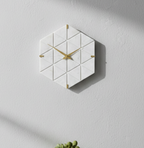 White Marble Hexagon Wall Clock