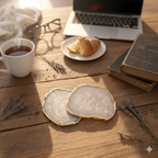 Green  Crystal Agate Coaster With Gold Plating