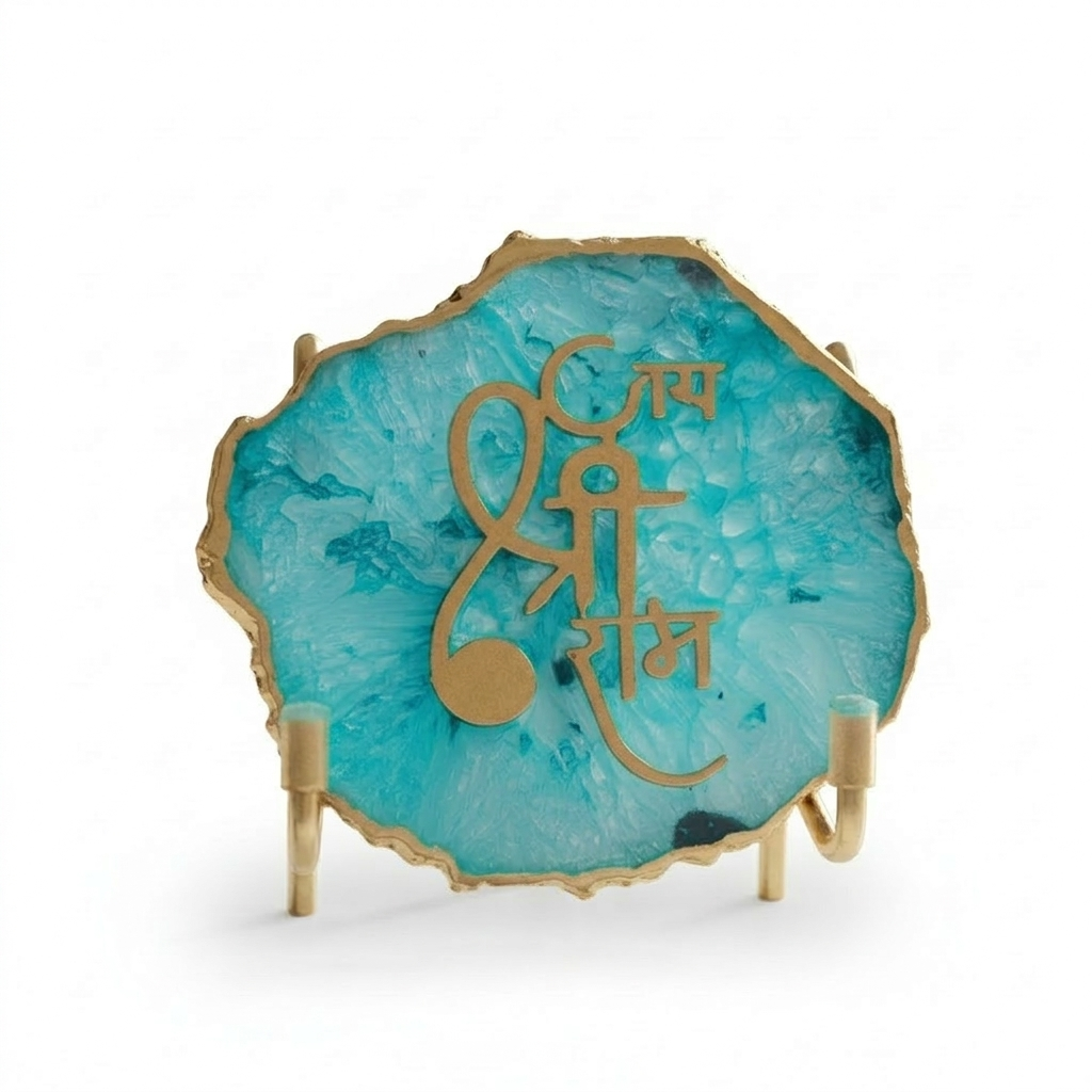 Jai Shree Ram - Turquoise Agate  Metal Stand