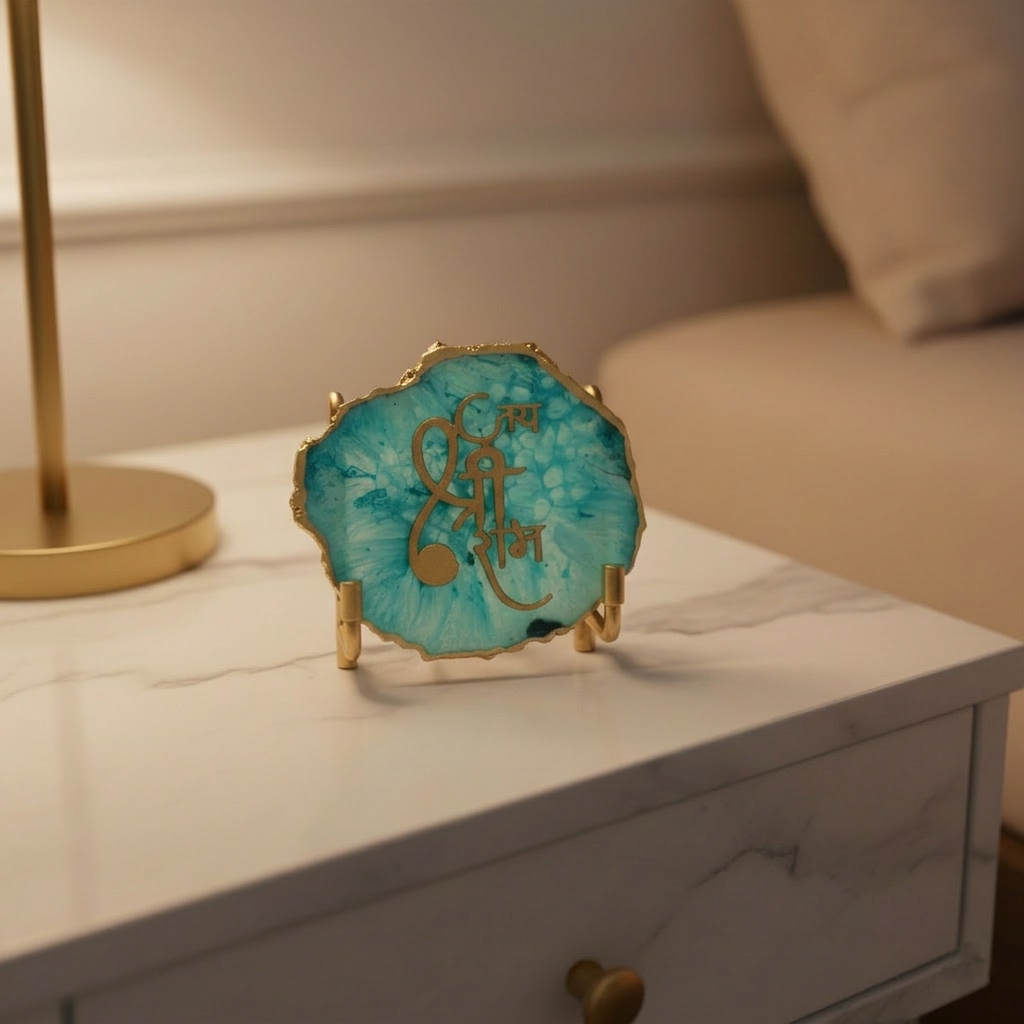 Jai Shree Ram - Turquoise Agate  Metal Stand