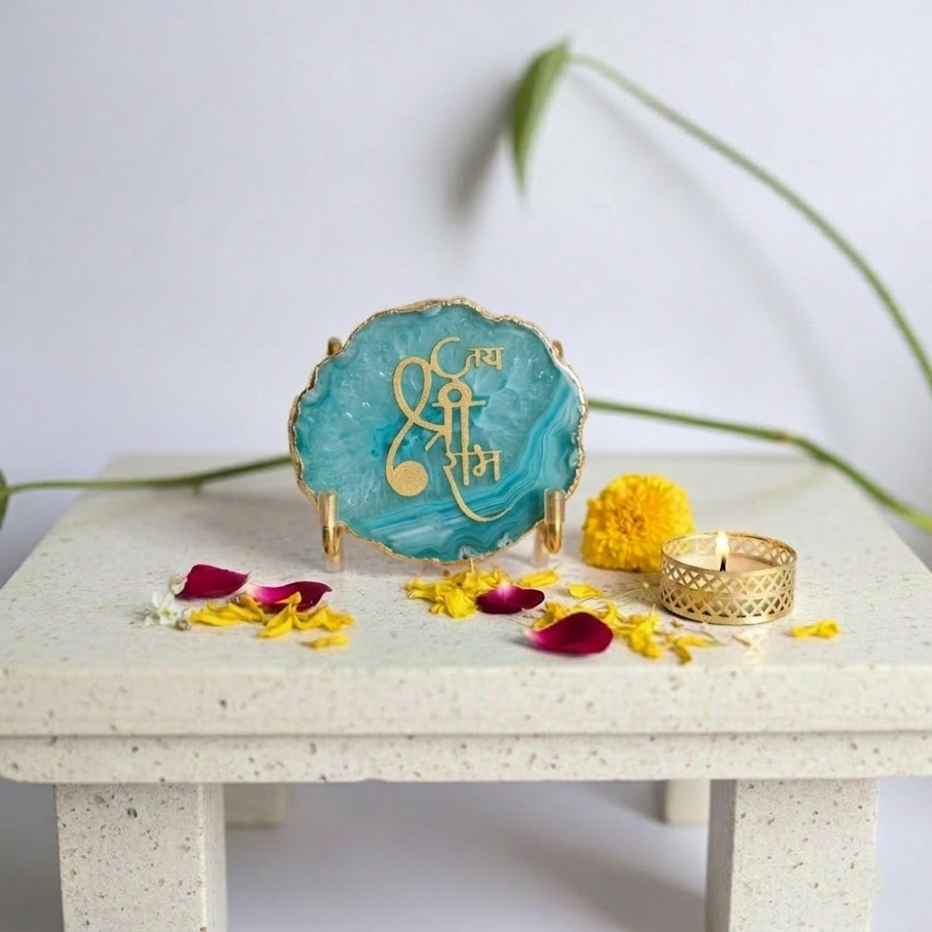 Jai Shree Ram - Turquoise Agate  Metal Stand