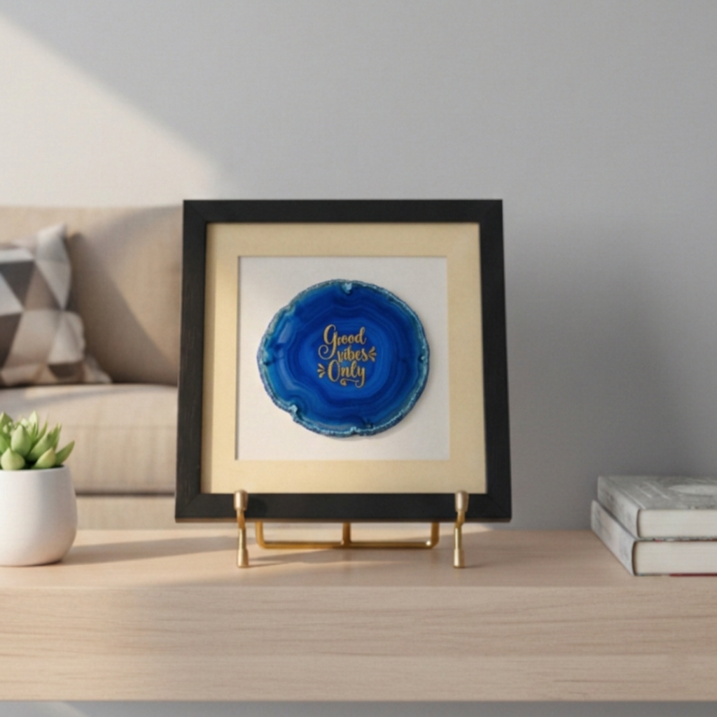 Good Vibes Only Blue Agate Framed Art