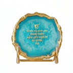 Ik Onkar Mantra Turquoise Agate Metal Showpeice