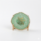 Good Vibes Green Agate Metal Showpeice