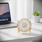 Good Vibes White Agate Metal Showpiece
