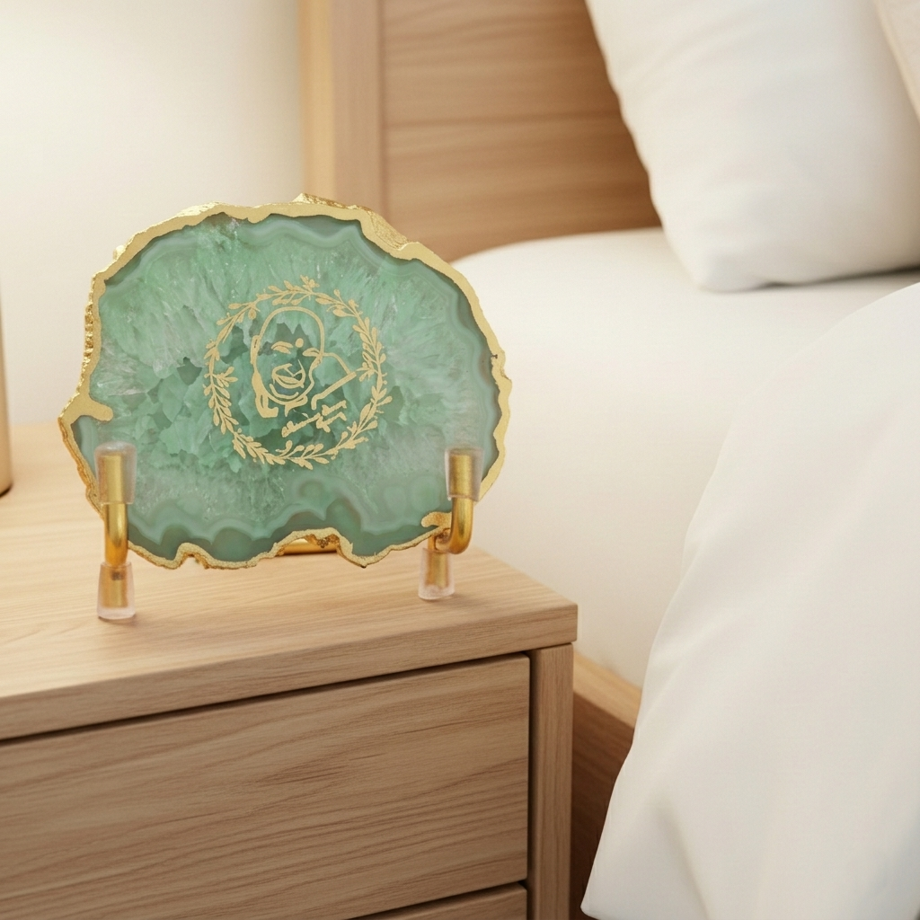 GURU JI - Green Agate Metal Stand