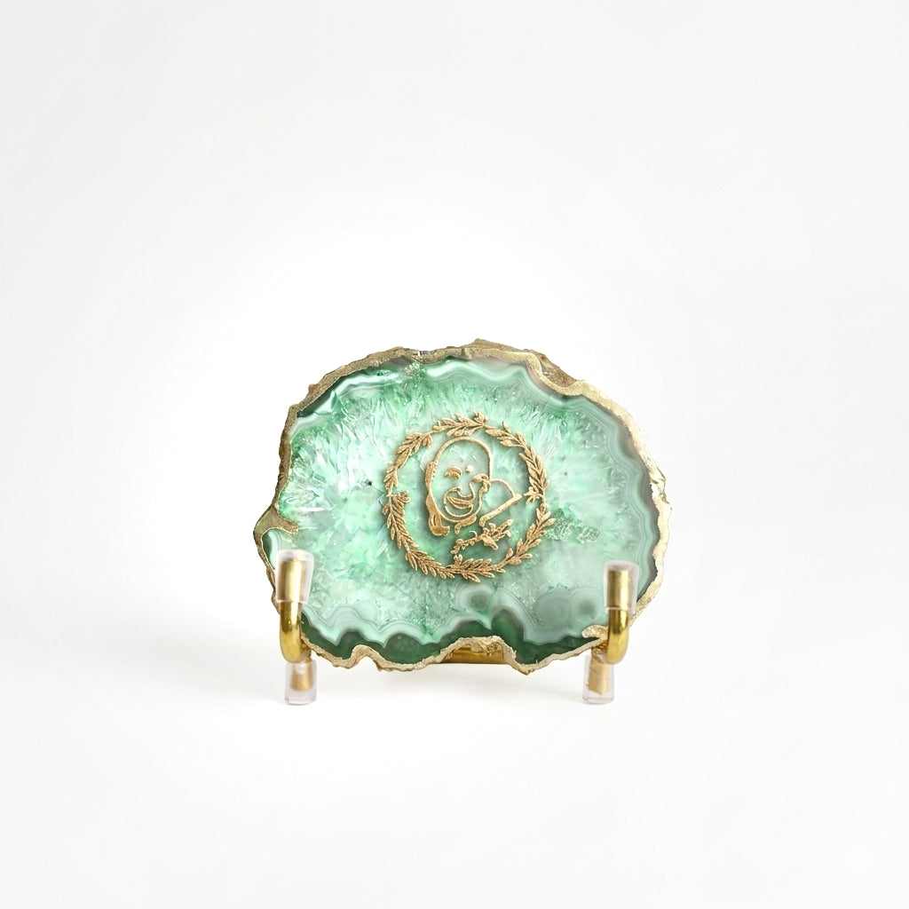 GURU JI - Green Agate Metal Stand