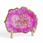 Guru Ji Mantra Pink Agate Metal Showpiece