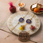 Agate Purple Lumba Rakhi Set With Roli Chawal and Nariyal With Gift Box