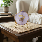Agate Collect moments not things showpieces with Metal Stand - Purple