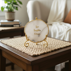 Agate love laughter forever Showpiece with Metal Stand - White