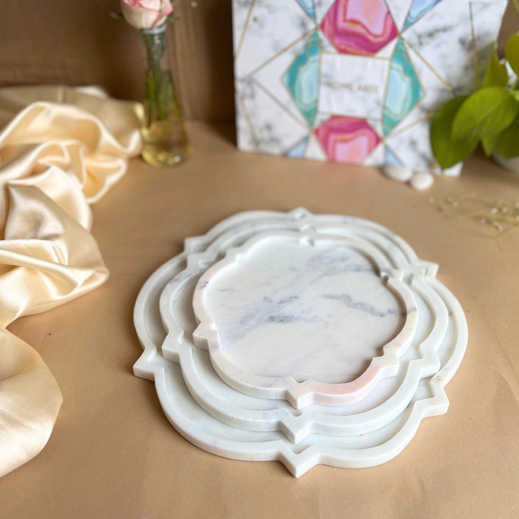 Hexagon  Marble Platter (set of 3)