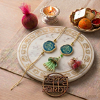 Agate Green Lumba Rakhi Set With Roli Chawal and Nariyal With Gift Box